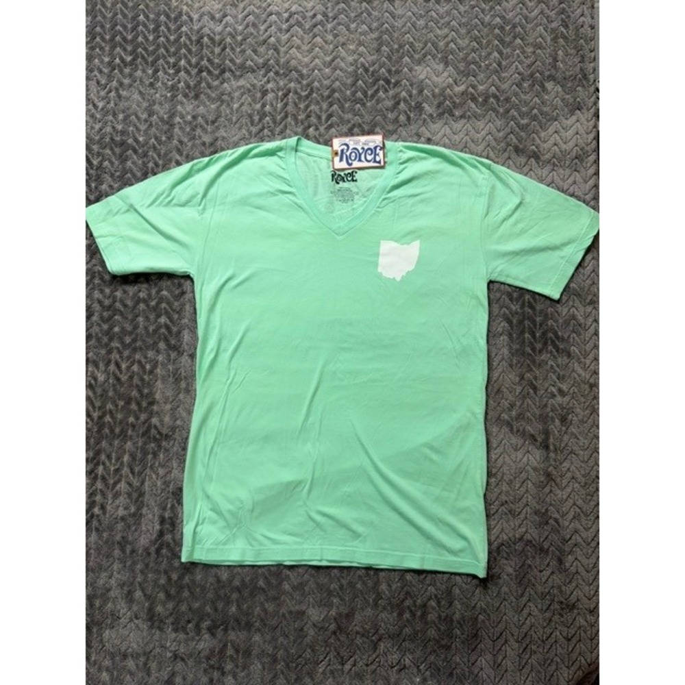 Royce Ohio State Graphic V-Neck T-Shirt Mint Green Cotton Large NWT 0518